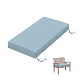 Tounosnt Outdoor Bench Cushion 36 X 18 X 3.5 Inch Thick Waterproof Patio Furniture Cushions, Patio Porch Swing Replacement Seat Pad with Tie Straps and Anti-Slip, for Backyard Garden, Light Blue