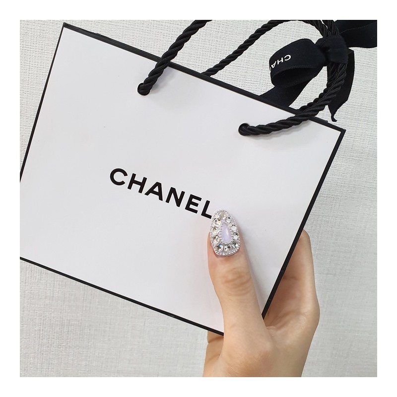 Powder Chain Ball Stone Handmade Nail Tip - Oval /