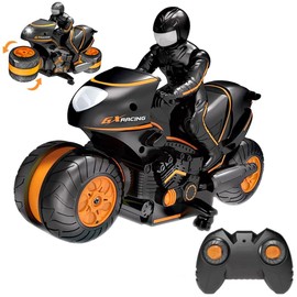 OBEST RC Motorcycle, 2.4G Kids Remote Control Motorcycle Double Sided Flips 360°Rotating Motorcycle for Boys, Remote Control Off-Road 2.4Ghz High Speed Rotation Drift, Gift for Kids