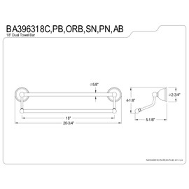 Kingston Brass BA396318PB Restoration 18-Inch Double Towel Bar, Polished Brass