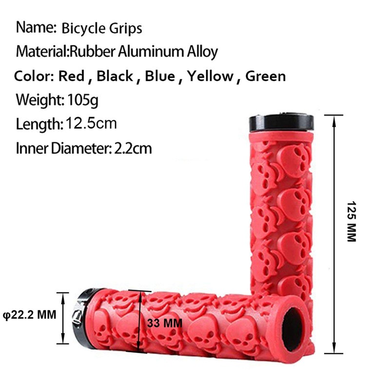 2 Pcs Bike Handlebar Grips Skull Style Bicycle Grips Soft