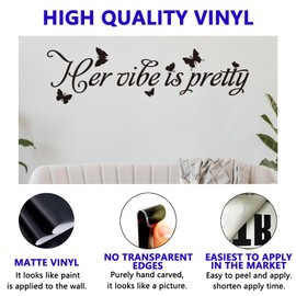 Woman Quotes Wall Decals for Bedroom: Inspirational Positive Vinyl Art Wall Stickers for Home Living Room Bathroom - Her Vibe is Pretty 35" X 9.8"