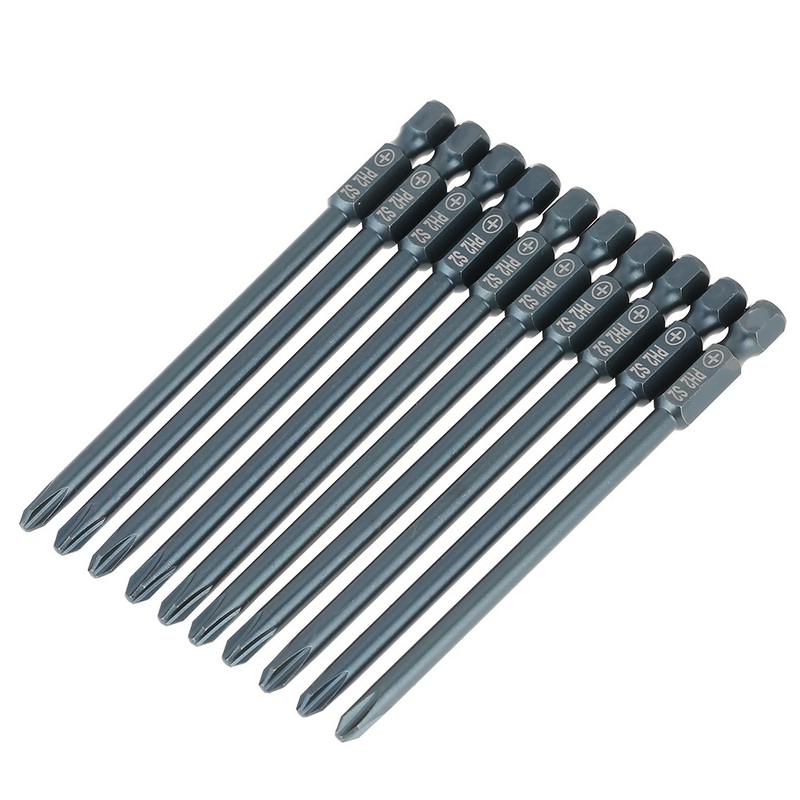 10pcs S2 Steel Cross Head PH2 Screwdriver Bits Set 1/4inch