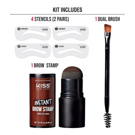 Kiss New York Professional Instant Brow Stamp and Stencil Kit Powder Stamp Eyebrow Shaping Kit (Medium Brown)