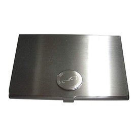 Kiola Designs Silver Toned Etched Oval Medical Stethoscope Business Card Holder