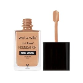 Wet n Wild Base de Maquillaje Photo Focus Tono Natural Peach Acabado Mate para Piel Grasa, Alta Cobertura, Vegana y Libre de Crueldad, Fórmula Ligera 
