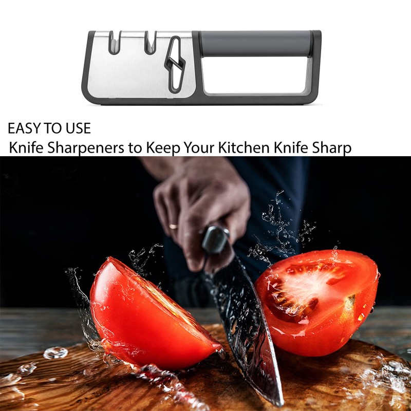 AINMEGE Knife Sharpeners, 2 Stage Best Knife Sharpener, 3-in-1 Quality