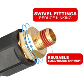 Keepro Reusable Swivel Solid Brass 3/8" Air Hose Fitting with 1/4" FNPT and Flexible Bend Restrictor for Repairing 3/8" I.D Air Hose
