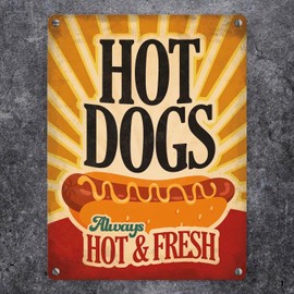 trendaffe - Metal Sign with American Diner Classics - Hot Dogs Motif