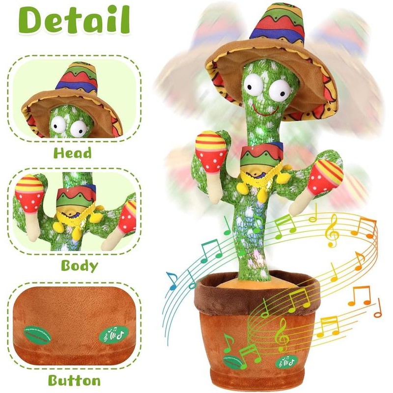 Dancing Cactus Toys,Talking Mimicking Singing Repeats What You Say:_Dancing Donkey