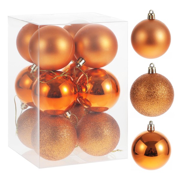 RELONGGI Christmas Ball Ornaments, 12pcs 6cm/2.36" Pre-Strung Xmas Tree Decorations，Holiday
