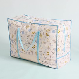 Astro Duvet Storage Bag, White x Light Blue, Scandinavian Pattern, Set of 2, Non-woven Fabric, Handle, Clear Window, 606-56