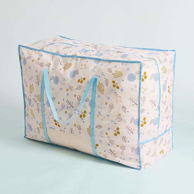 Astro Duvet Storage Bag, White x Light Blue, Scandinavian Pattern,