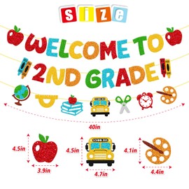 Welcome to 2nd Grade Banner First Day of Second Grade Garland Welcome Back to School Decorations Hello 2nd Grade Theme School Classroom Bulletin Board Party Supplies