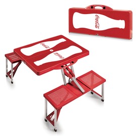 ONIVA - a Picnic Time brand - Coca-Cola Bottle Folding Picnic Table - Camping Table - Outdoor Table with Umbrella Hole, (Red).