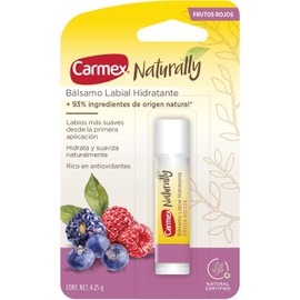Carmex, Bálsamo Labial Hidratante Naturally sabor Frutos Rojos, con ingredientes Naturales, Hidrata y Suaviza Naturalmente, Rico en Antioxidantes, 4.25 gr