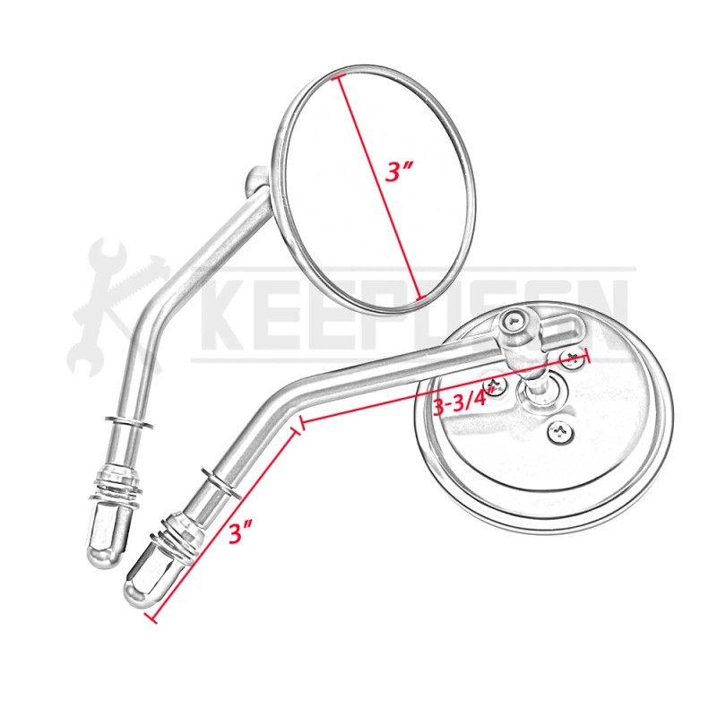 KEEPDSGN Motorcycle Round Rearview Mirror For Harley Davidson Sportster XL883