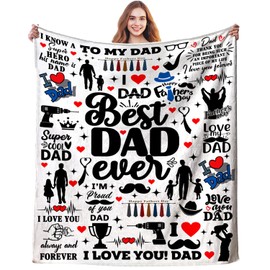 INKRENS Dad Gifts Blanket from Daughter Son Best Dad Ever Dads Birthday Gift Ideas for Daddy Throw Blankets from Daughter Son Retirement Gift Birthday Party Decorations 50"X40"
