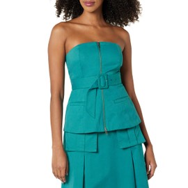 The Drop Women's Strapless Zip Front Top with Belt by @iamgr8lesha, Deep Lake, M