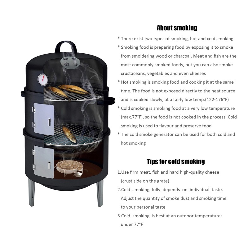 Joyagrill 16" BBQ Smoker Grill Built in Thermometer, Air Vent