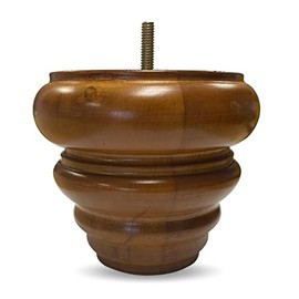 Elegent Upholstery 4" Inch Height Sofa Bun Furniture Legs Solid Wood Light Walnut Finish - Set of 4