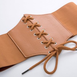 Women's Corset Cinch Belt Elastic Stretch Belt Fashion Wide Waist Belt Brown Large