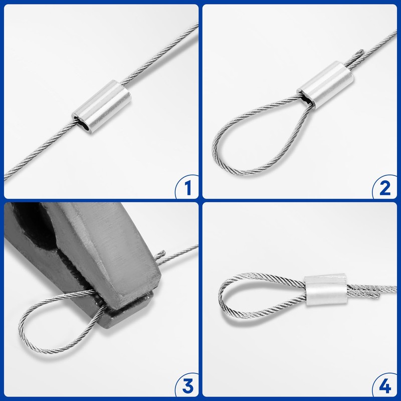316 Stainless Steel Cable, 200FT 1/32IN Wire Rope with 50Pcs