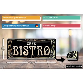 schilderkreis24 - "Café Bistro" - Tin Sign 28 x 12 cm in Charming Vintage Look