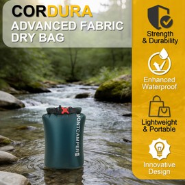 MONTCAMPER CORDURA Waterproof Dry Bag 3L – Heavy Duty IPX6 Roll Top Sack with Survival Whistle for Kayaking, Camping, Boating, Beach – Lightweight Dry Backpack (Dark Green)