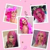 BEAUTIFA Hot Pink Wig for Women Wavy Curly Pink Bob