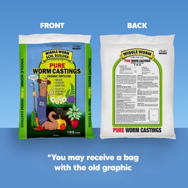 Wiggle Worm Wiggle Worm 100% Pure Organic Worm Castings Fertilizer, 30-Pounds - Improves Soil Fertility and Aeration for Houseplants, Vegetables, Gardens, and More C OMRI-Listed and Mineral-Dense