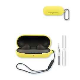 Case for Sony WF-C700N Truly Wireless Noise Canceling Earbud Headphones,Soft Protective,BOVUGAC Silicone Case Cover with Keychain & Cleaning Kit & Lanyard for WF-C700N Earbuds-Yellow