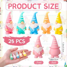 DoubleFill DoubleFill 25 Pcs Resin Mini Gnome Figures Easter Tiny Gnomes Figurines Easter Egg Stuffers Gifts Egg Little Gnome Statues to Hide and Seek Mini Fairy Figurines for Egg Hunt Party Gifts