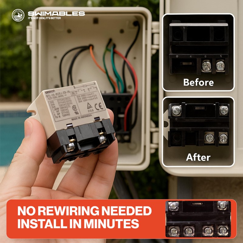 Swimables 143T145A Intermatics Relay Replacement - 24V DC DPST, 25A