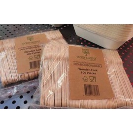 Edenware 100% Biodegradable Wooden Fork 100 Pieces AiBook
