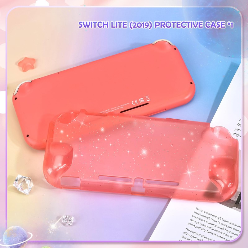 DLseego Case Compatible with Switch Lite,Crystal Glitter Transparent Protective Case