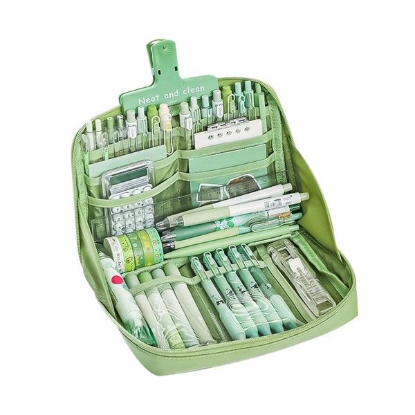 Wzenclave Cute Capybara Pencil Case with 12 Compartments 90° Wide