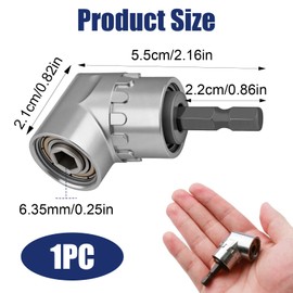 105° Right Angle Drill Attachment, 1/4-inch Hex Shank Right Angled Screwdriver Drill Bit Holder Extension for Tight Spaces and Corners