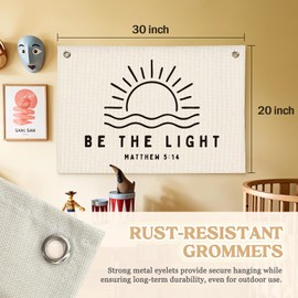 MOFUYU Positive Affirmations Wall Decor，Christian Bible Verses Art，Be The Light Canvas Banner - for Kids Room Wall Decor, Motivational Nursery Hanging 30x20 Inch