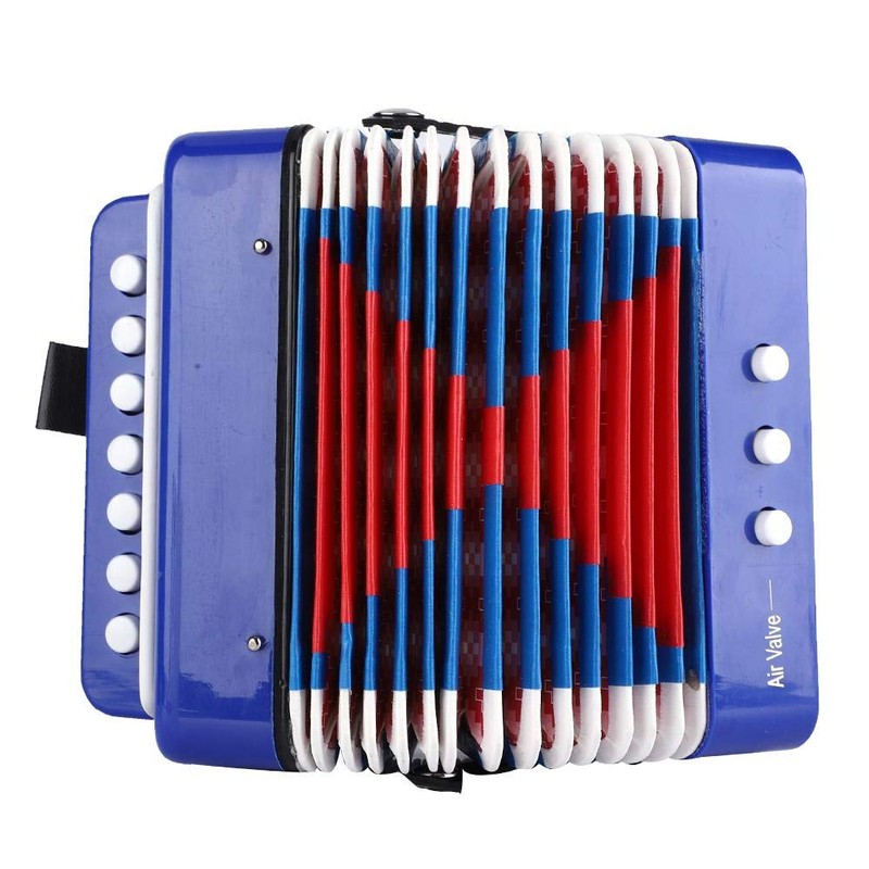 Mini Accordian, Kids Piano Percussion Accordion Musical Toy, Eco-Friendly Blue