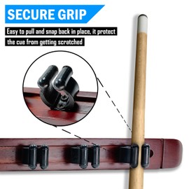BALIKEN Pool Cue Holder Wall Mount, The Pool Stick Rack can Hold 6 Cue Sticks & has 2-Pieces Made of Solid Natural Wood