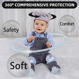 Xifamniy Baby Soft Safety Helmet Foam Head Protector Helmet for Toddler Infant Walking Suit 6-24m (Grey Star)