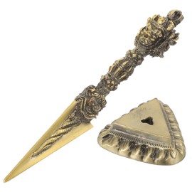LIFKOME Copper Vajra Dorge Feng Shui Brass Amulet Buddha Statue Mini Nepal Phurba Pestle Decor Demon Pestle Vintage Buddhist Ornaments