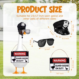 ENBOFID Police Goose Outfits 23” Lawn Porch Goose Police Hat Eyeglasses Tie Wooden Porch Geese Duty Warning for Yard Garden Patio Decoration