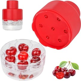 Cherry Pitter Multiple, 7 Holes Multi Cherry Pitter Tool Pit Remover, 7-in-1 Cherry Seed Remover Quick, Portable Cherry Pitting Tool, Heavy-Duty Metal Cherry Core Pitter for Cherries Jam (Multi)