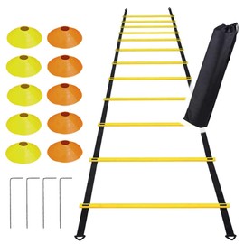 USK STORE Ladder Training Marker Cones Set of 10 Storage Bags 6m Ladder Training Soccer Baseball Basketball Tennis Spikes