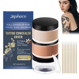 Tattoo Cover Up Makeup Waterproof - 2 Colors Adjustable Tatoo Cover Up Concealer for Tattoos, Scars, Spots & Vitiligo - Long Lasting, Waterproof, Full Coverage, Natural Finish - for All Skin Tones