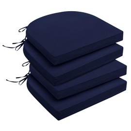 downluxe - Juego de 4 cojines para sillas de exterior para muebles de patio, cojines resistentes al agua para sillas de patio con lazos,...