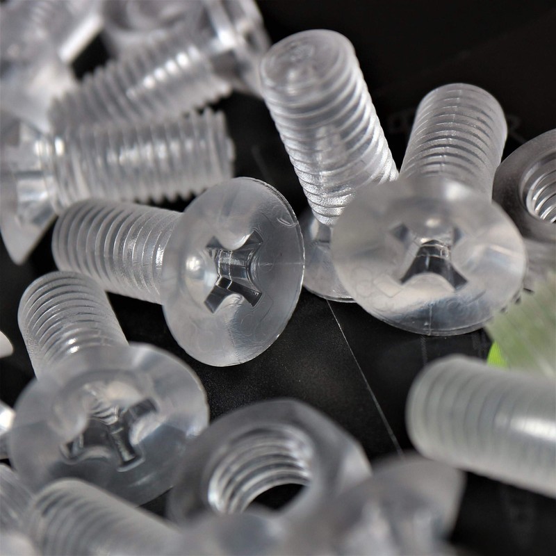 25 x Crosshead Countersunk Screw Nuts and Bolts, Transparent Clear