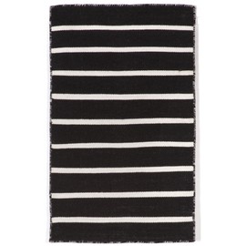 Liora Manne Sorrento Pinstripe Black Reversible Lightweight Rug, 2' X 3', White